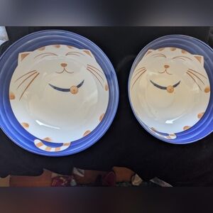 Cat-Themed Ceramic - Blue and White